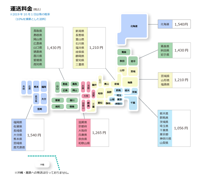 日本地図の運賃表