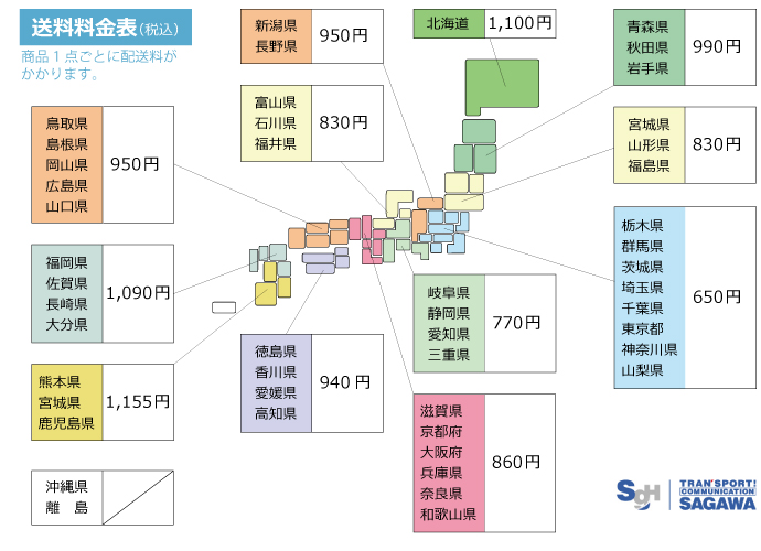 日本地図の運賃表