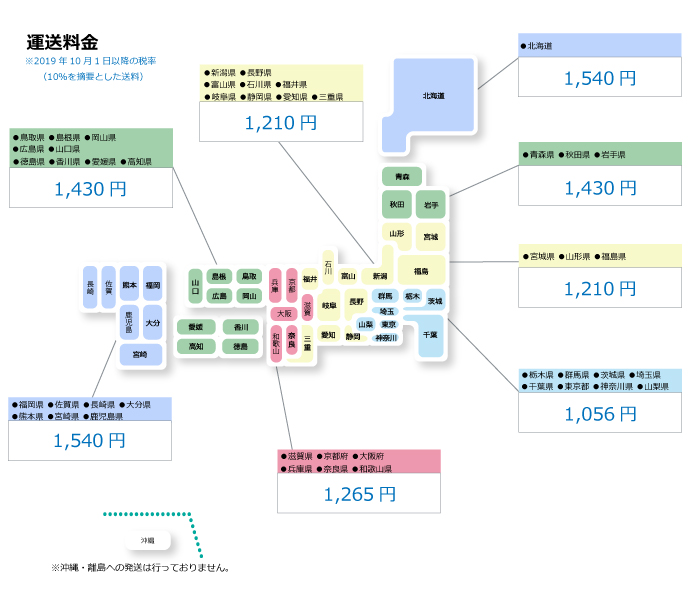 日本地図の運賃表